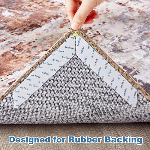 Tortania Rug Tape Carpet Corner Grippers: 10 PCS Non Slip Rug Stickers for Hardwood Floors Anti Slip Rug Grip Carpet Stickers for Area Rugs - Adhesive Rug Pads Rug Stoppers to Prevent Sliding White by Tortania - Used condition - Image 2