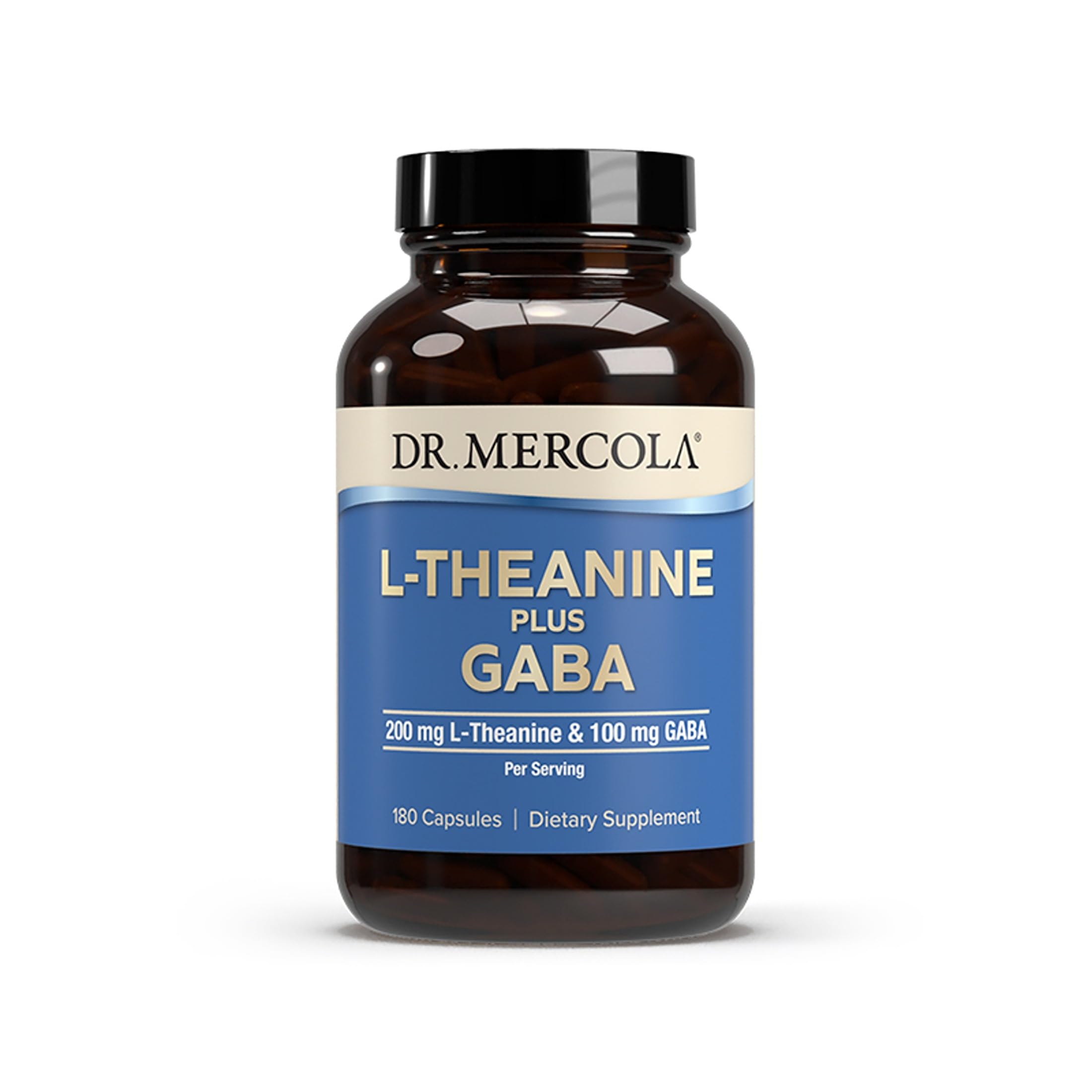 Dr. Mercola L-Theanine Plus GABA, 200 mg, 180 Capsules (90 Servings)