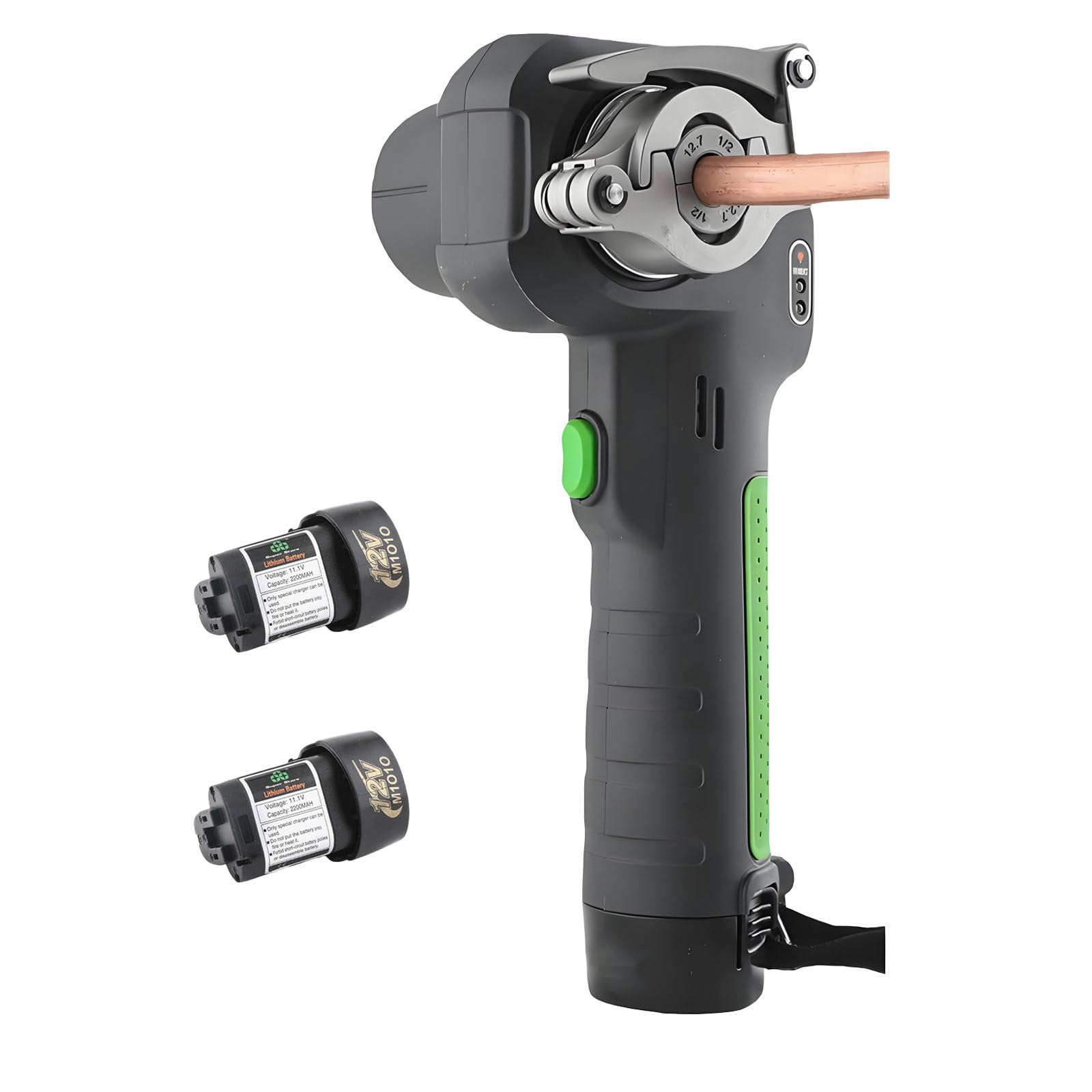 DzkZen Electric Flaring Tool Kit, 1/4" - 3/4" Copper Flaring Tool HVAC Flare Gauge, with 5 Flare Clamps & Deburrer, for Copper Tubing, Aluminum 2batteries