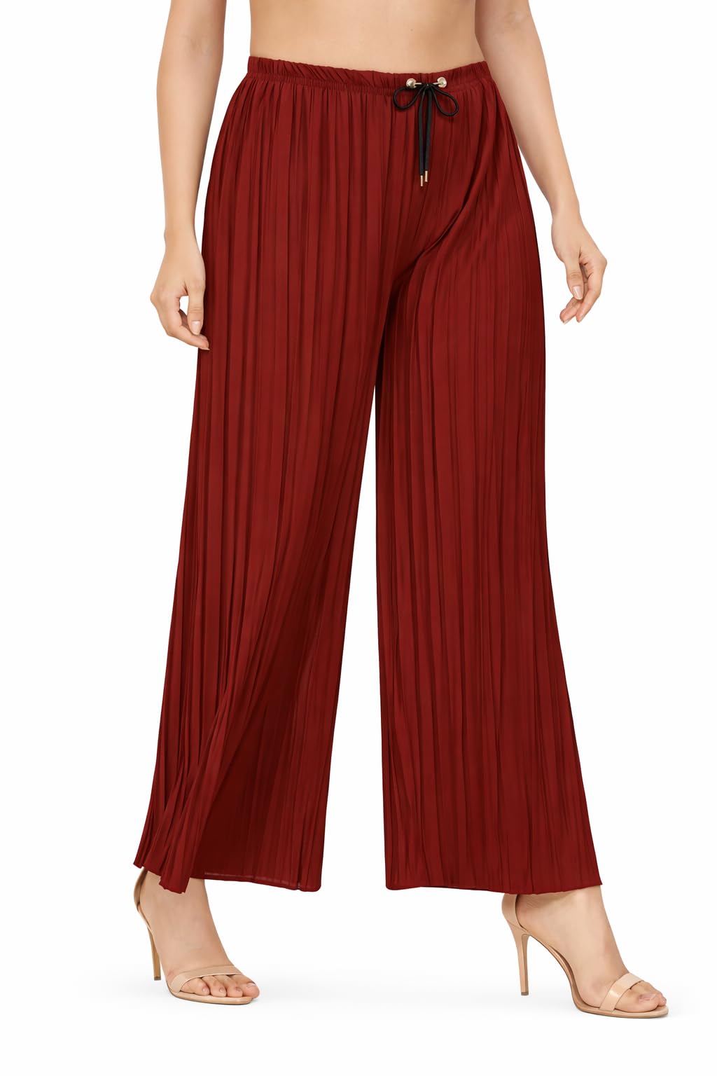 Women's Wide-Leg Trouser|Palazzo Pants|High Waist Flowy Trousers with Drawstring, Lightweight Casual & Travel Wear|Women Trousers Pants-picture-48