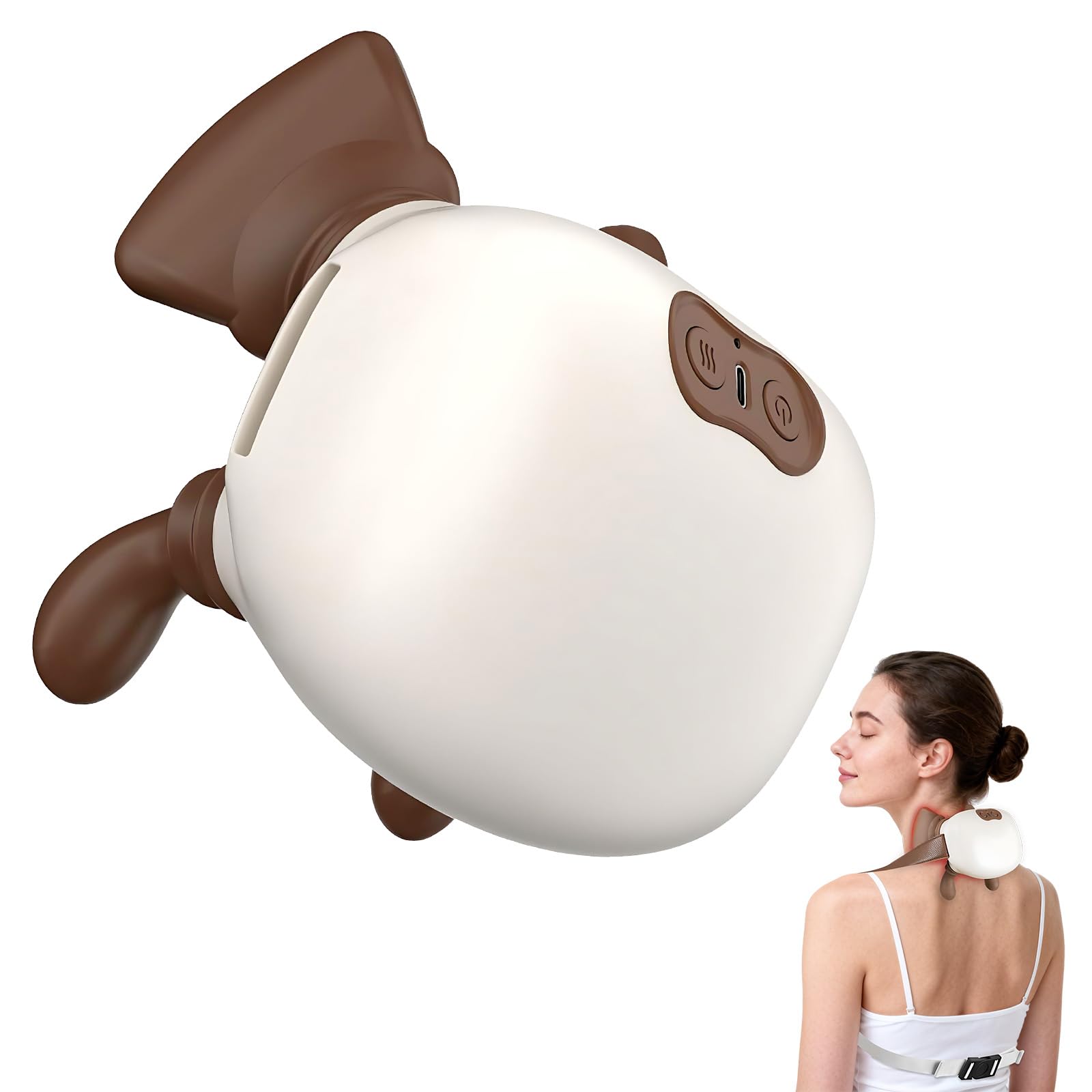 Shiatsu Massagegerät Nacken, 4D Hand Nackenmassagegerät mit Wärme, Kabellos Elektrische Nackenmassagegeräte, 3 Modi & 2 Heizstufen Nackenmassage, Geschenke für Frauen Männer Muttertag