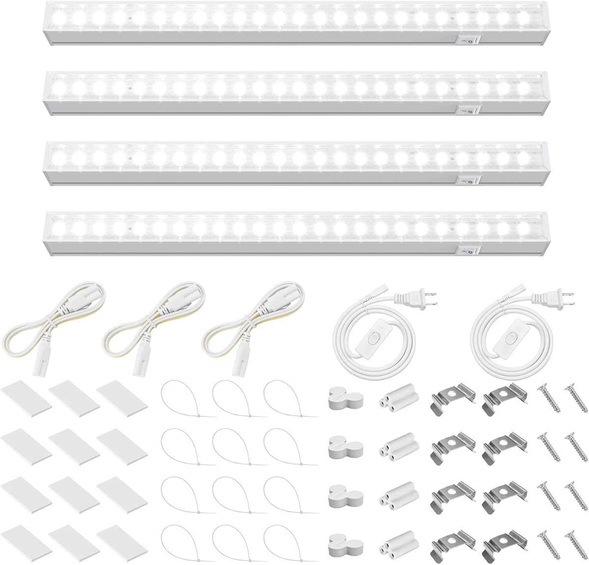 Barrina T5 Grow Lights for Indoor Plants, 5000K Full Spectrum, 1FT LED Growing Lamp, Plant Light Strip, for Seed Starting, Vegetables, Plug and Play, 4-Pack