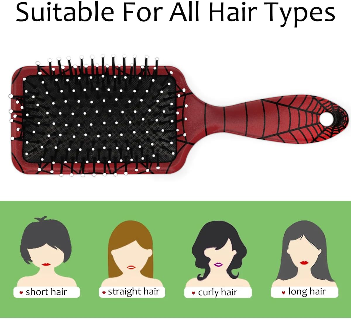 Detanglerヘアブラシ レッドスパイダーウェブヘアブラシ キッズ/ボーイズ/ガールズ用、絡み合いを楽に滑らせて頭皮をマッサージ