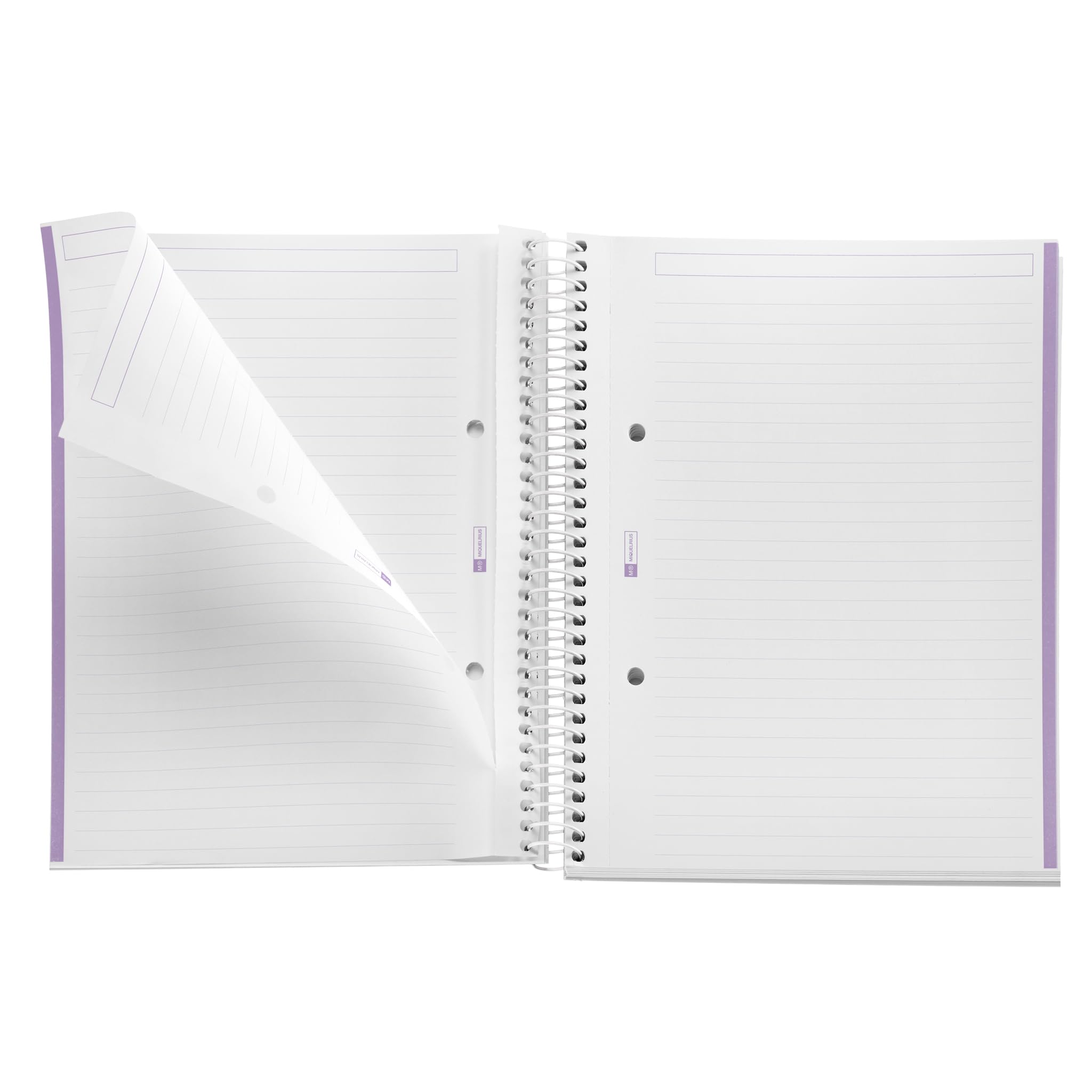Miquelrius Quaderno A5 Notebook Emotions 80 Fogli 90 g/m² Righe Orizzontali 7 mm Spirale Microforata Copertina Extra Rigida Lavanda