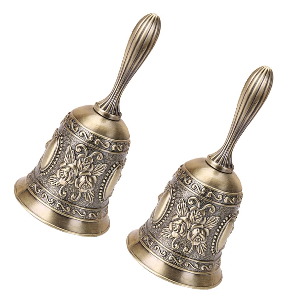 BESPORTBLE Zinc Alloy Table Bell Hand Bell (Antique Brass) Vintage Design Perfect for Hotel Kitchen