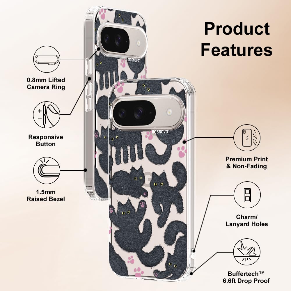 MOSNOVO Case for Google Pixel 10 & Pixel 10 Pro, [Buffertech 6.6ft Military-Grade Drop Protection] [Anti Peel Off Tech] Clear TPU Bumper Phone Case Cover Design - Cute Cherry — view 514