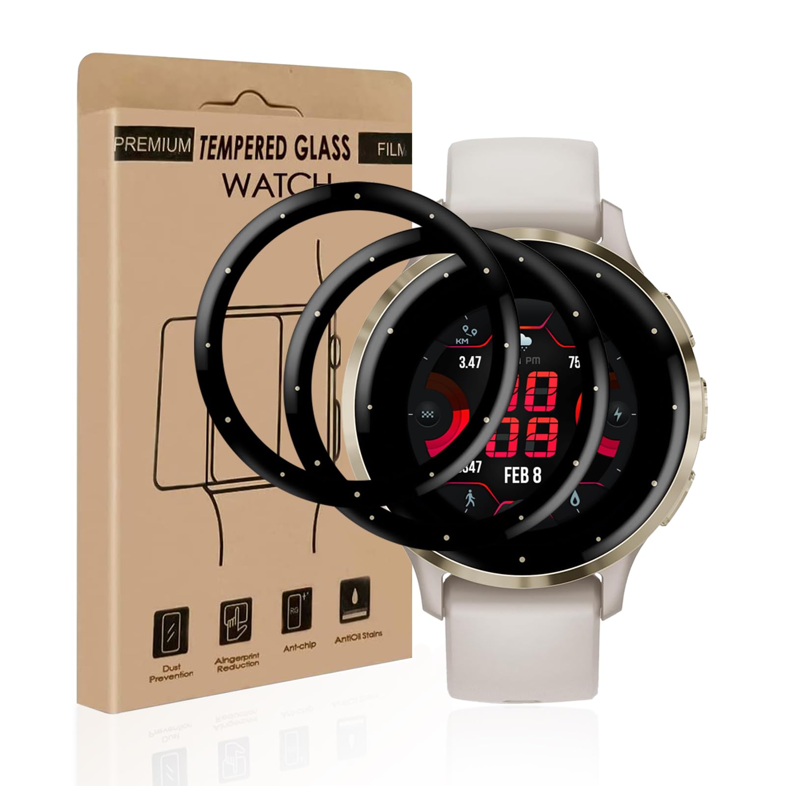 Bodyguard 2 Stück für Panzerglas für Garmin Venu 3s/Venu 4 41mm Schutzfolie, HD-Klar Hohe Auflösung 0 Staub & Blasen Anti-Kratzer Dauerhaft Sturzresistent Bruchsicherheit Venu 3s Folie