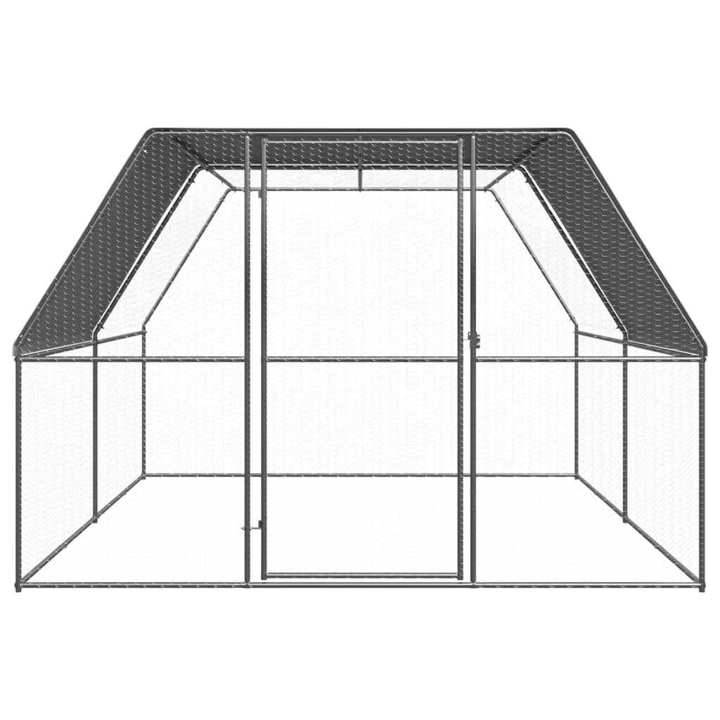Jaula para pollos al aire libre, 3 x 4 x 2 m, acero galvanizado, jaula para gallinas, conejos, gansos, palomas y codornices, color plateado y gris plateado