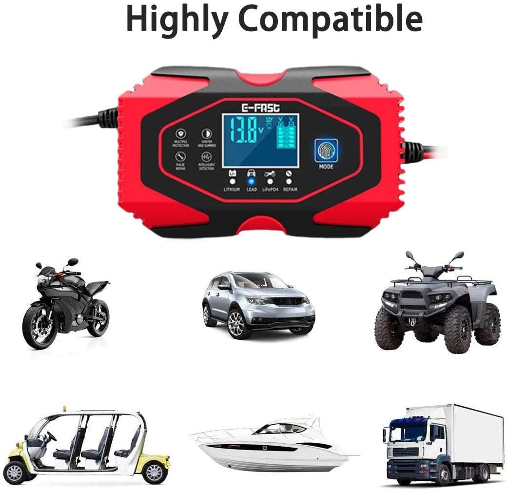 Exсluѕіvе Dіѕсоunt 80% оƒƒеr ICQUANZX Almighty Car Battery Charger, 12V/24V 6A Lead-Acid and Lithium Batteries Charger, Smart Maintainer 7-Stages Trickle Chargers for Automotive, Motorcycle, Lawn Mower, Marine Boat,-More