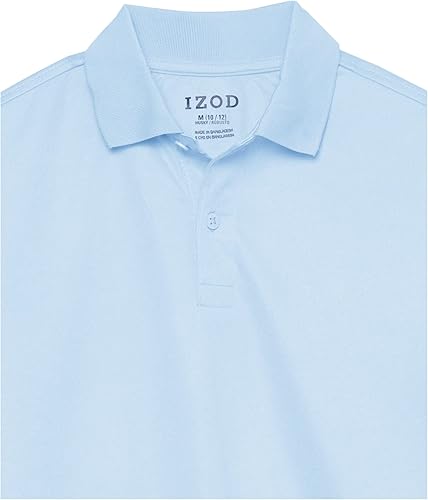 Miniatura 3 de Izod Camisa polo de manga corta para uniforme escolar para niños, cierre de botón, material de rendimiento que absorbe la humedad