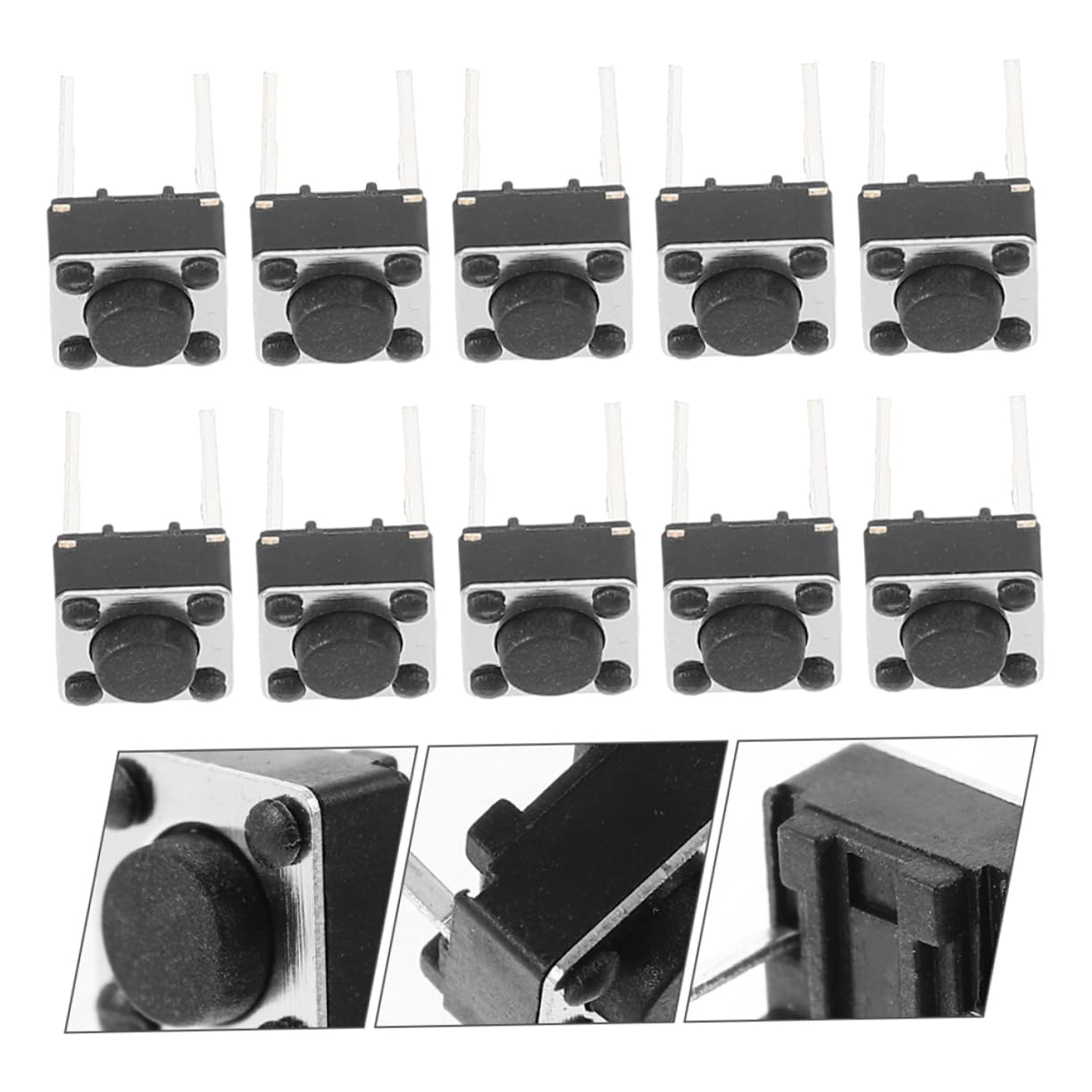 OSOLADY 100pcs Power Switch Button Momentary Push Button Tactile Switches Button for PCB Momentary for PCB Tactile for PCB Dip Switch Momentary Tactile Micro Tactile Black Plastic