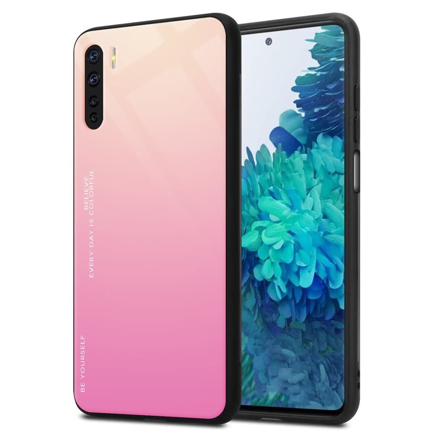 WILLIS Custodia per Oppo A91, Cover Protettiva in Silicone TPU Colore Sfumato Trasparente, Custodia per Telefono Antiurto e Antigraffio