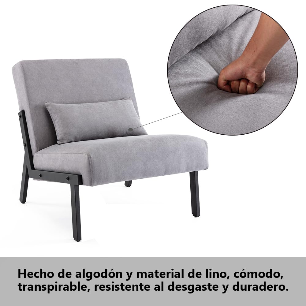 Mingone Sessel Lounge Modern Einzelsessel mit Rückenlehne Loungesessel Design Cocktailsessel Relax Sessel mit Kissen Bequemer Polstersessel für Wohnzimmer Schlafzimmer Balkon (1, Grau)