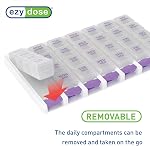 EZY DOSE Hebdomadaire7 Jour) 4 Push Button Pill Organizer et Vitamine Planner, Pillboxes quotidiennes amovibles, Design breveté, Couleurs assorties, Clair, Grand