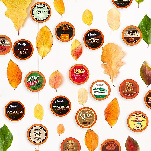 Image of Two Rivers Coffee Single Serve Sampler Pack for Keurig K-Cup Brewers, Assorted Fall Flavors(Coffee, Cocoa, Tea), 40 Count