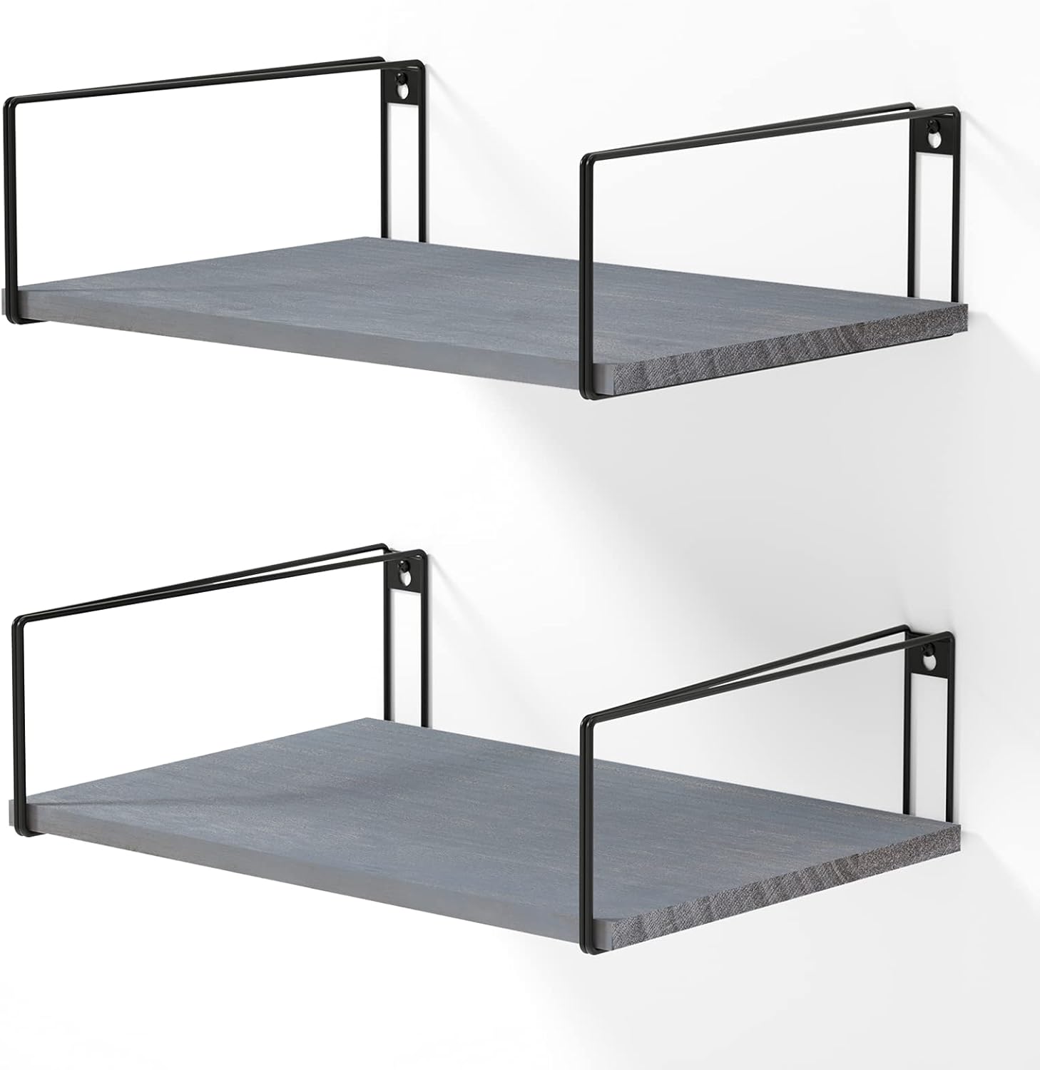 SRIWATANA Wide Floating Shelves, Rustic Wood Wall Shelves Set of 2