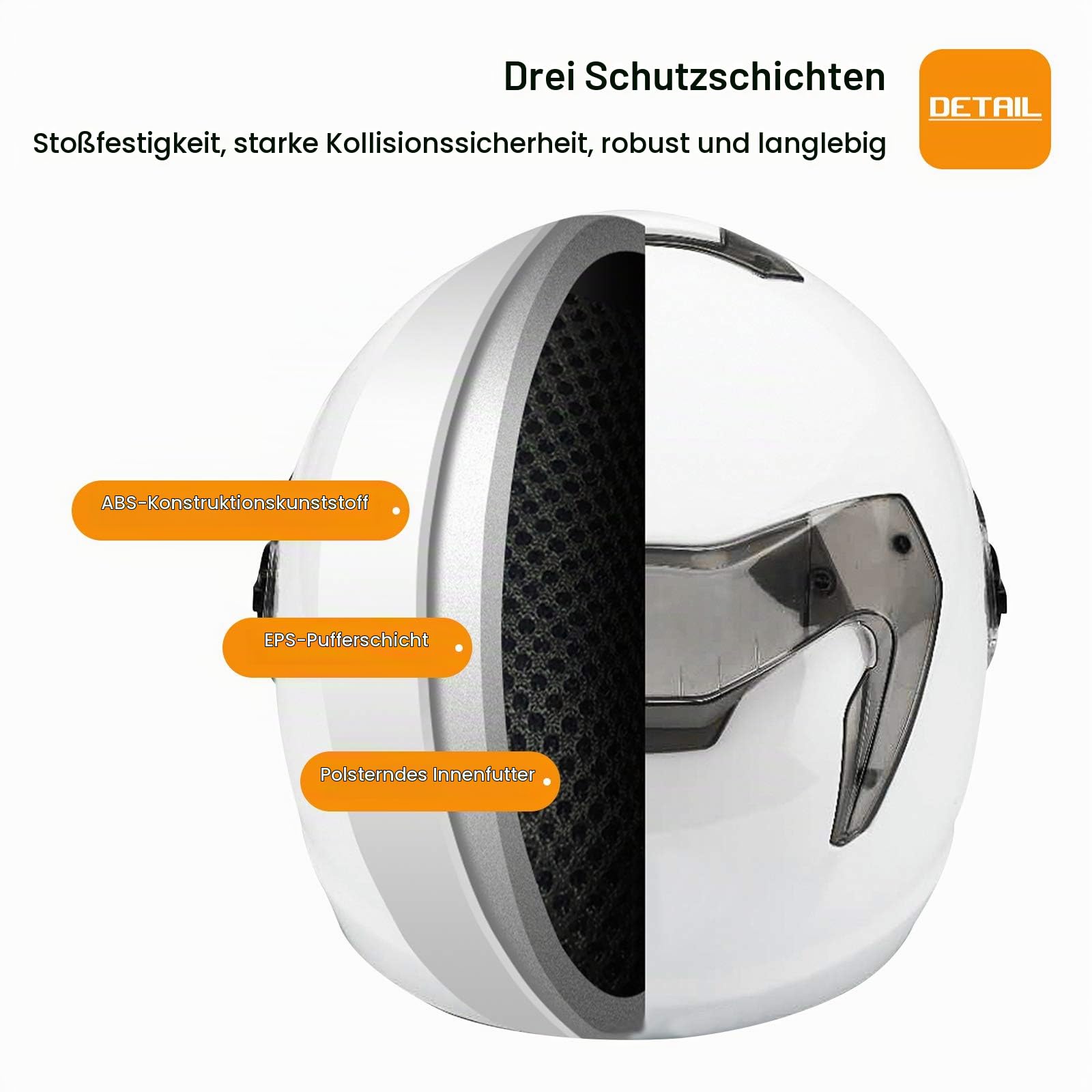 Helm Für Erwachsene Mit Doppelvisier, 7-Absätze-Sicherheitsschnalle, Abs-Schale Kombiniert Mit Eps-Pufferschicht Für Besseren Fahrschutz