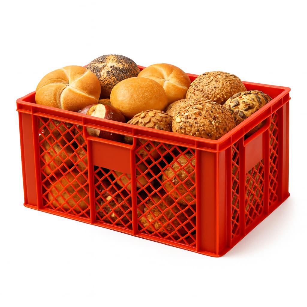 Logiplast 4 Stück Bäckerkisten Brotkisten 600 x 400 x 320 mm in Rot
