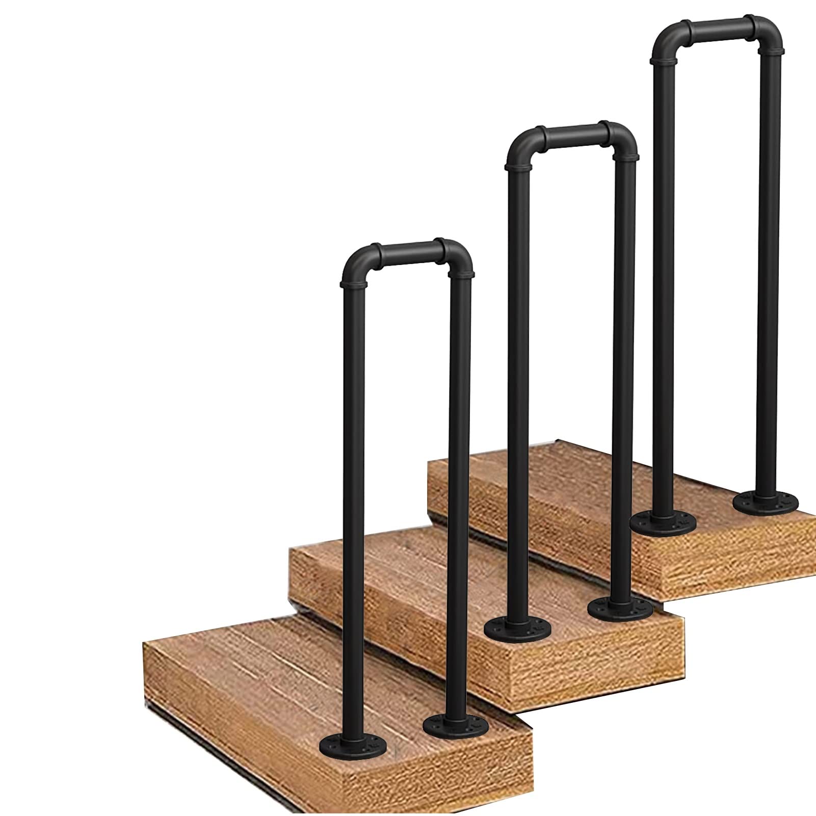 KHLMSRXJ Black Metal Transitional Handrail, Stair Handrails for Outdoor Steps and Indoor Stairs, Professional Handrail Picket Fits 1 Steps for Decking Garden Terrace Balcony/2.8Ft/85Cm