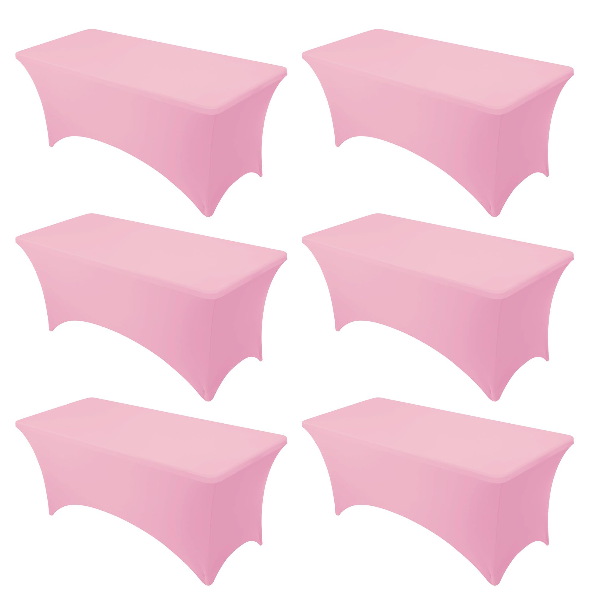 Photo 1 of Dailyset Spandex Tablecloths for 6ft Rectangle Tables (6-Pack, Pink)
