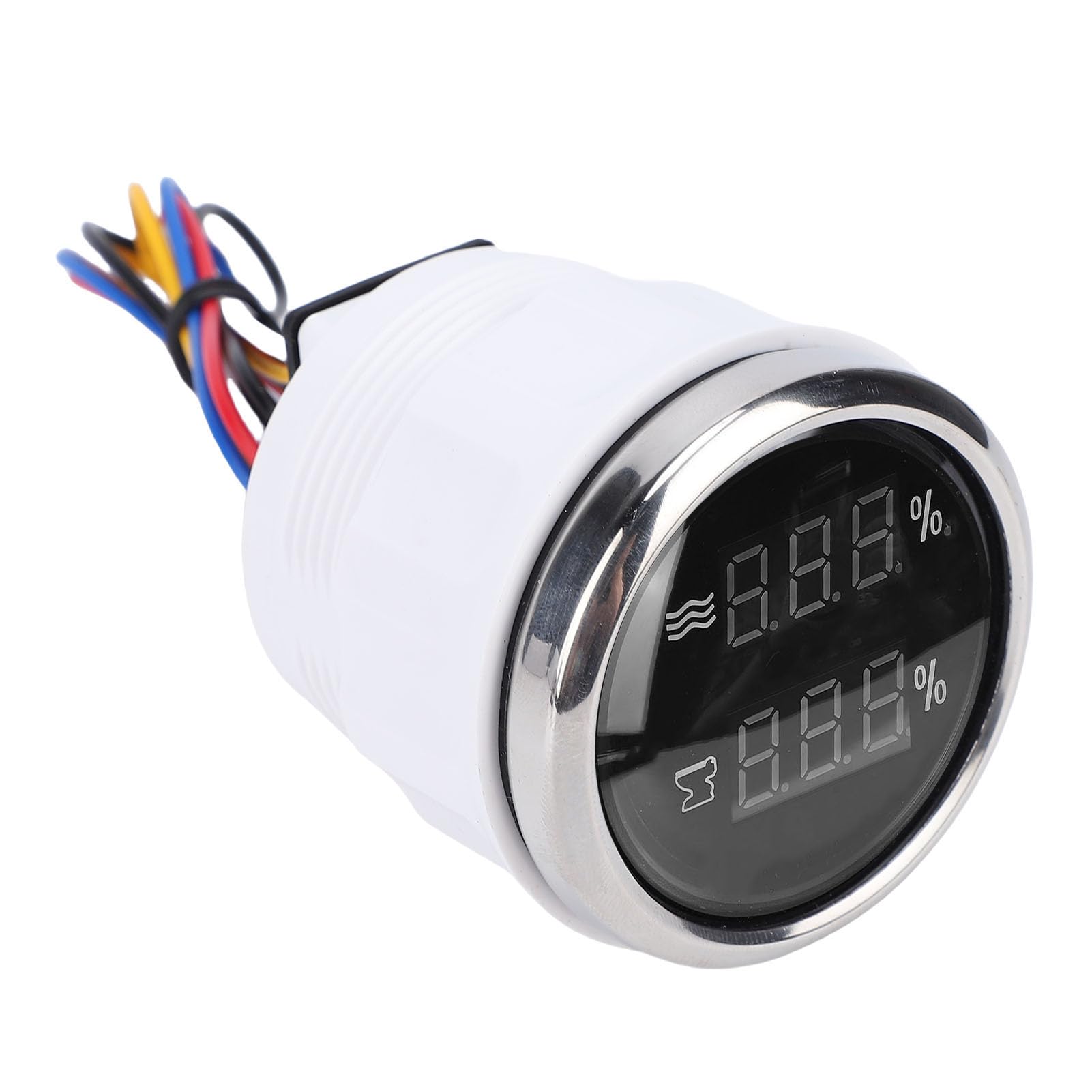 Yctze Misuratore Digitale del Livello Dell'acqua delle Acque Reflue 2 in 1 da 52 Mm Misuratore Compatto del Serbatoio Dell'acqua a Doppia Funzione per Veicoli Marini (Quadrante nero Lunetta