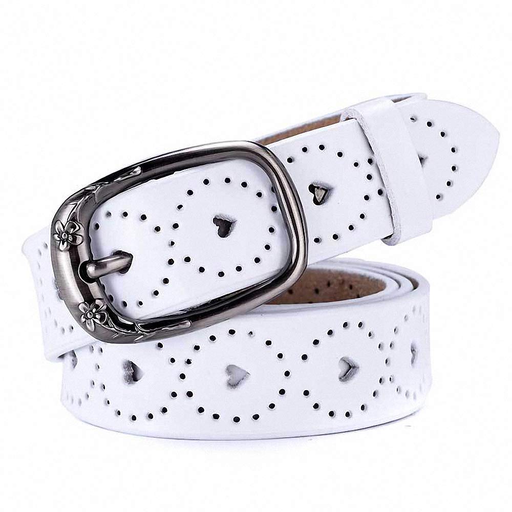 Ulalaza Women Leather Belt ，Hollow Diamonds Rivets Waistband with Alloy Buckle Hollow Leather Belts