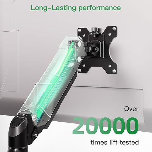 Miniatura 9 de MOUNT PRO Brazo de monitor largo individual, soporte de escritorio para monitor de computadora de 13 a 32 pulgadas, soporte de pantalla ajustable