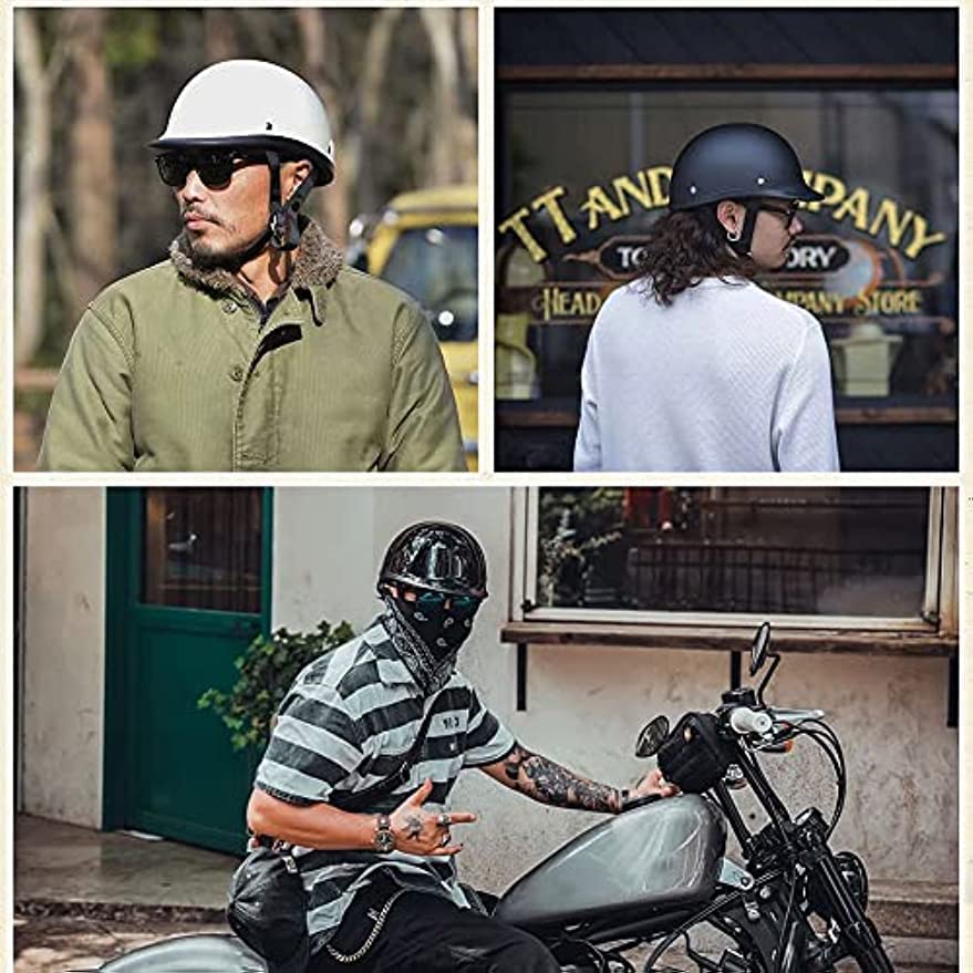 German Retro Motorcycle Leather Half Helmets Vintage Car Jet Helmet, Scooter Motocross Helmet, ECE Approval Adult With Protective Goggles For Men And Women With Storage Bag