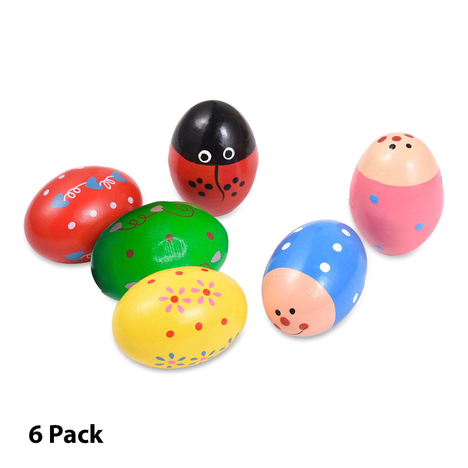 Wooden Shake Eggs Percussion Instrument Fun Musical Egg for Party Easter Basket Stuffers Educational Rhythm Toy All Ages — view 2