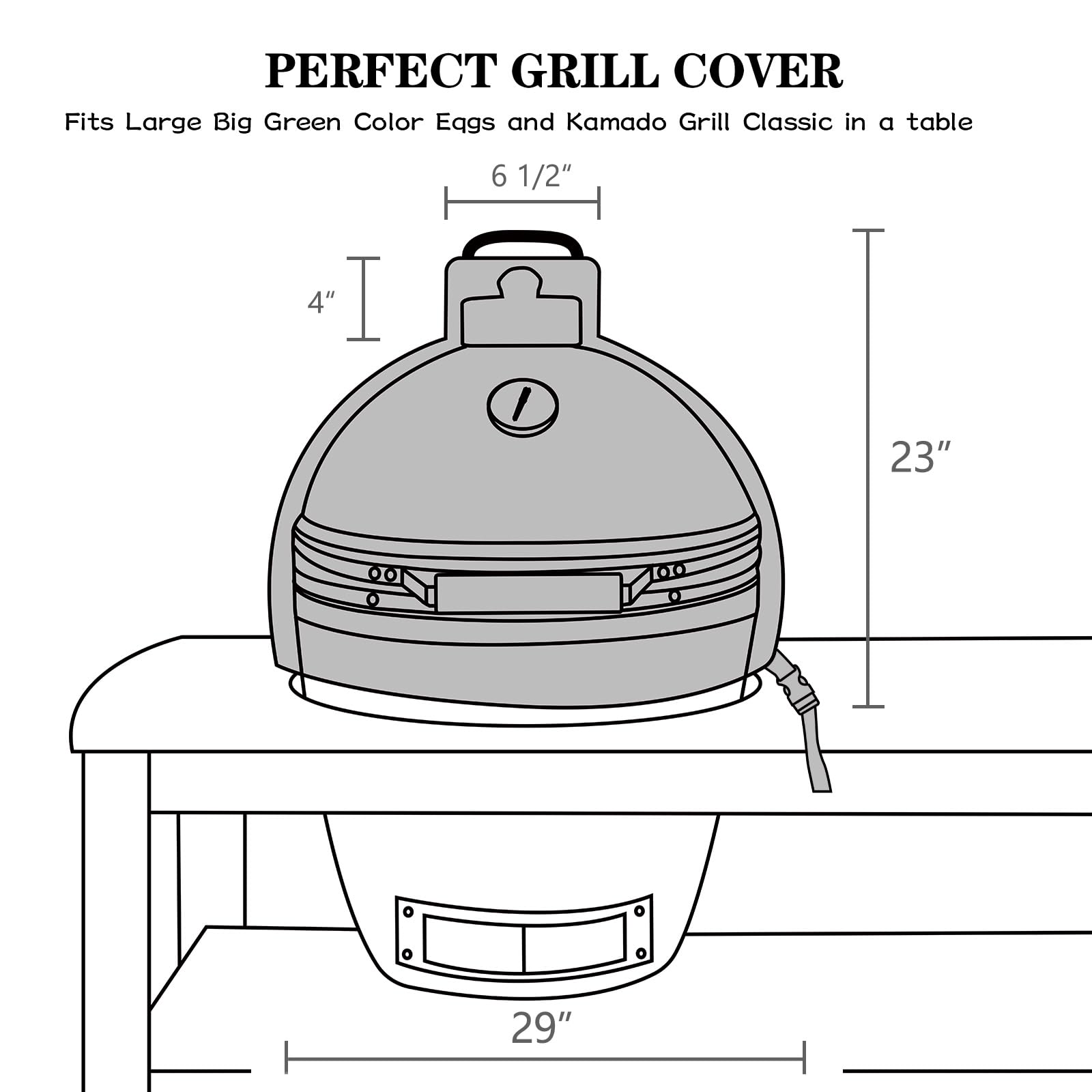 KAMsater - Cubierta para Parrilla Kamado Dome de 29 Pulgadas, Grande, Huevo Verde Kamado Joe Classic en Isla integrada, Accesorios L BGE Impermeable para Parrilla al Aire Libre