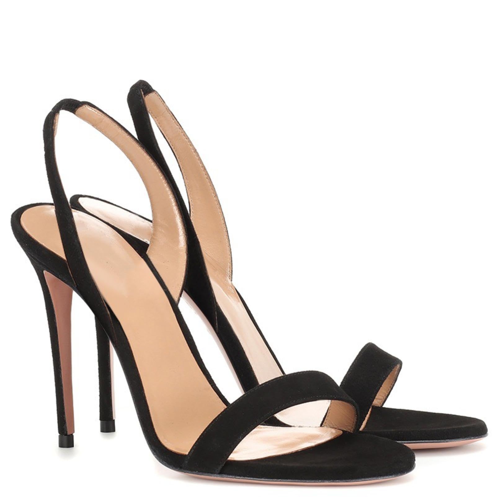 Genérico Sandalias Mujer Punta Redonda Tacón Stiletto Slingback Correa Tobillo Punta Abierta Acabado Metálico Zapatos Elegantes Moda para Fiesta Club Noche