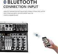 Vista 3 de Mezclador DJ 8 canales Mezclador de audio profesional Mezclador de interfaz de audio USB Bluetooth mezcla 48V Phantom Power Stereo Sound Board