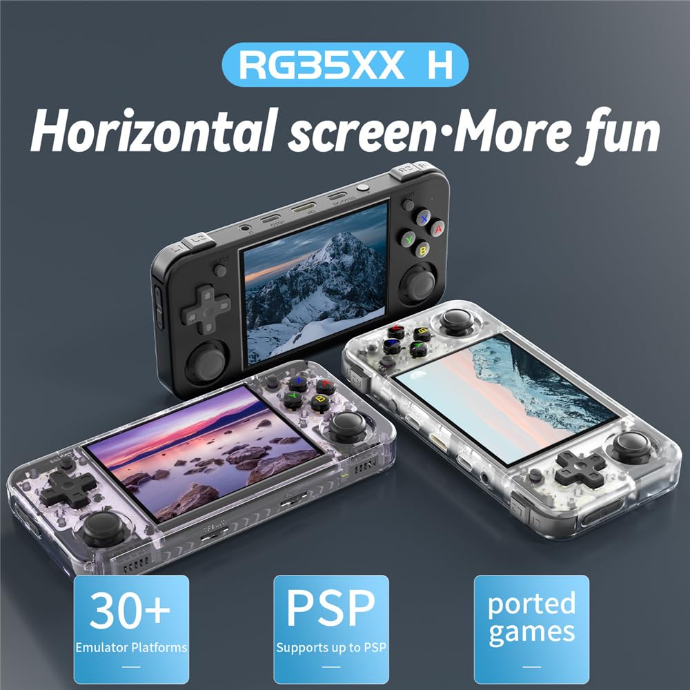 RG35XX H Console Portatile Retrogaming, Sistema Linux 5500 Giochi 64G Videogiochi Portatili, Schermo Da 3,5 Pollici Game Console Supporto Gamepad e Uscita TV, Batteria 3500mAh Console Retro Game