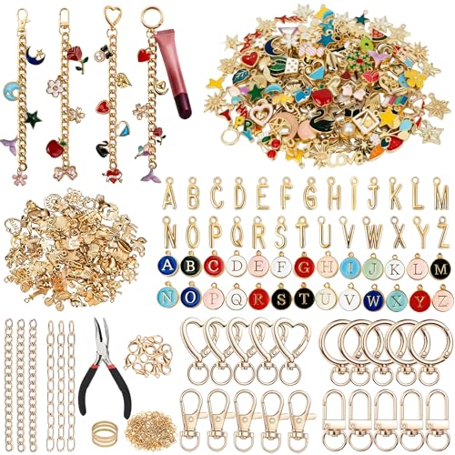 ZadaBelly Charms Lip Gloss Keychain Making Kit 404 Pcs DIY Bag Charm Kit for Craft Supplies