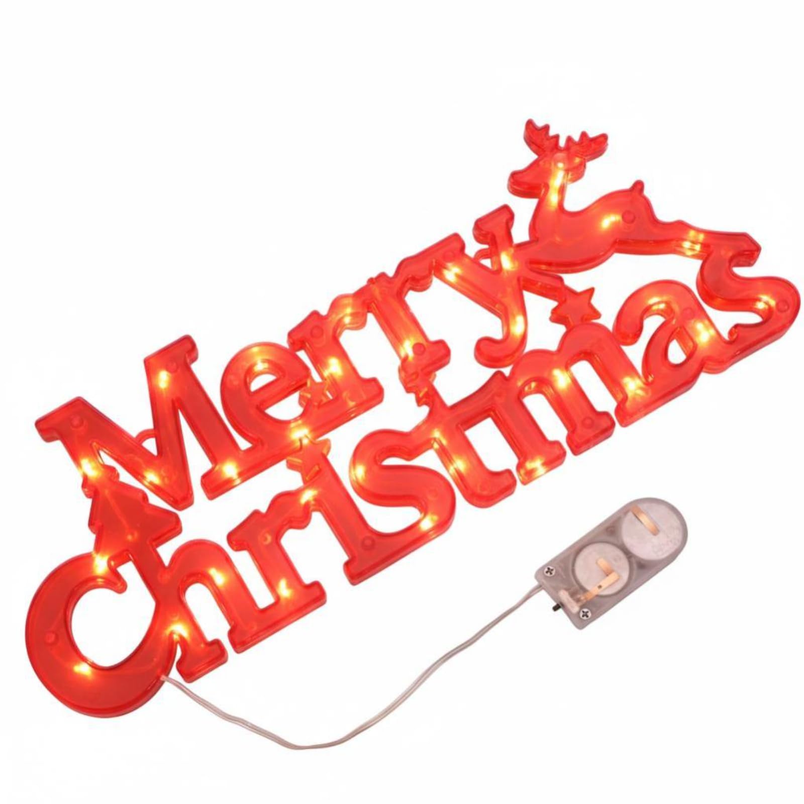 Milageto Merry Christmas Neon Sign Christmas LED Lights Plaque with Hanging Rope Window Hanging Sign for Christmas Party Holiday Xmas, red