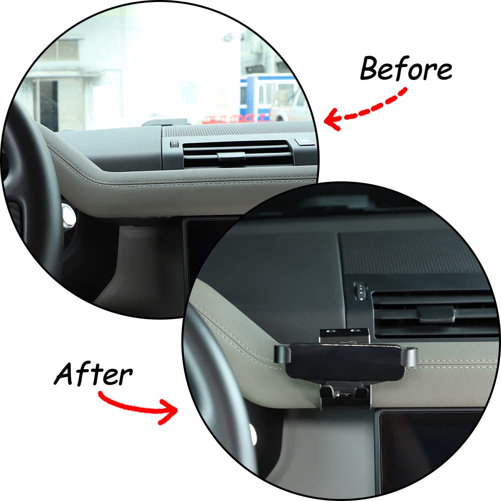 Soporte de teléfono móvil para coche compatible con Land Rover Defender 2020-2023 | Soporte Gopro de aluminio de alta calidad (tipo G, una pieza) - Fijación universal para smartphone y cámara de