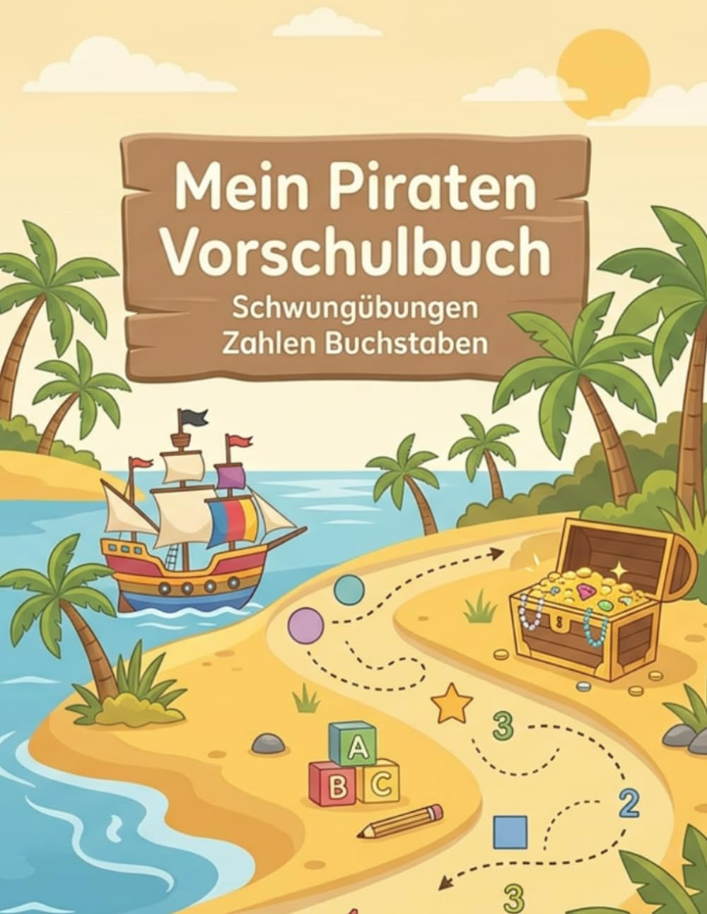 Piraten Vorschulbuch ab 4 Jahren: Spielerisch lernen mit Piraten, Schatzkarten und Schiffen – Ausmalen, Rätsel und Nachspuren zur Förderung von Konzentration und Feinmotorik