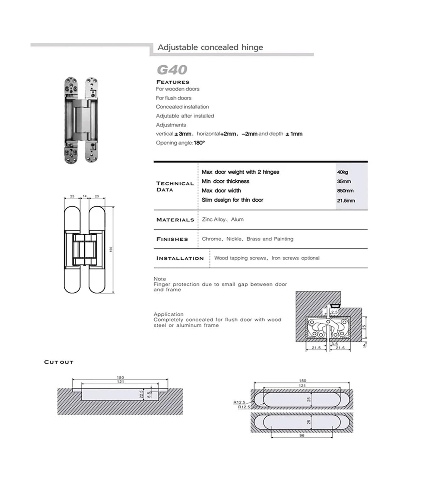 Puerta con bisagras Herrajes for muebles con bisagras Puerta de madera oculta Puerta plegable Forma oculta ajustable Capacidad de carga de 40 80 kg(AC230V)