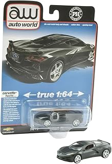 Auto World x Premium Hobbies Matte Black 2020 Corvette C8 1:64 Diecast Car CP7812