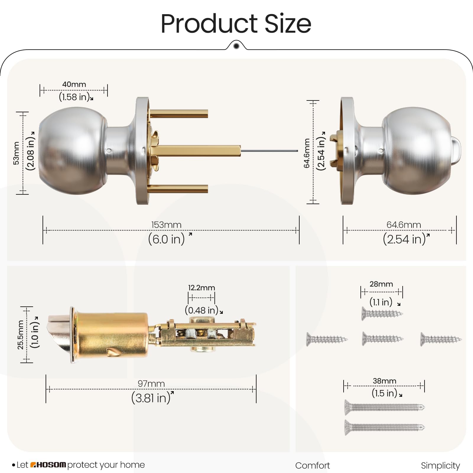 Privacy Door Knobs with Lock - 2 Pack Satin Nickel -7 Privacy Door Knobs with Lock - 2 Pack Satin Nickel -7