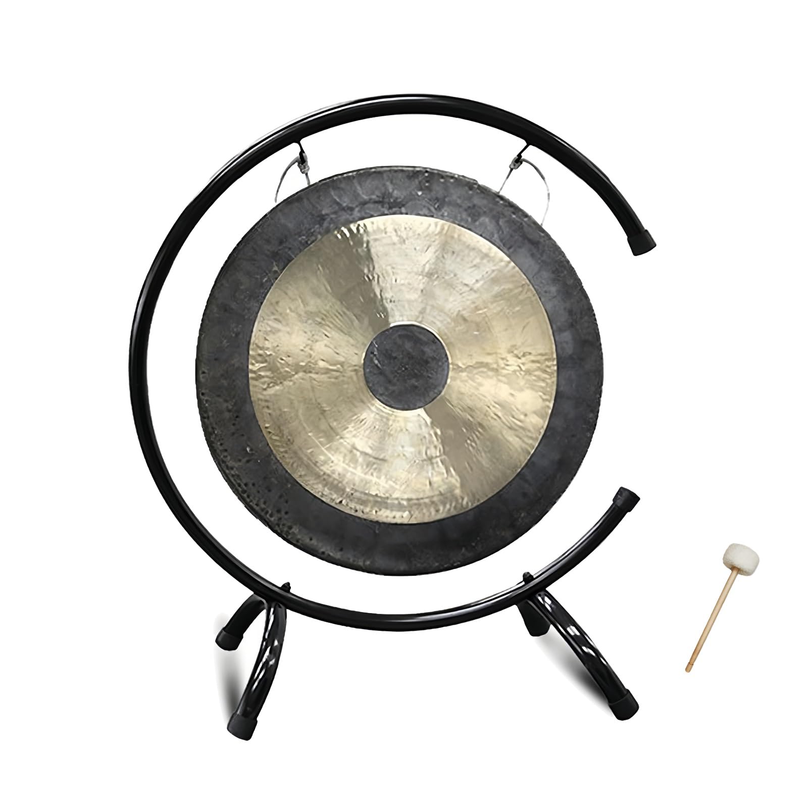 Chau Gong 50 cm Holz-Gong mit C-Typ-Ständer, traditioneller chinesischer Fengshui-Gong, ideal für Klangschalen, große Aufführungen, Tanzgruppen und Symphonieorchester