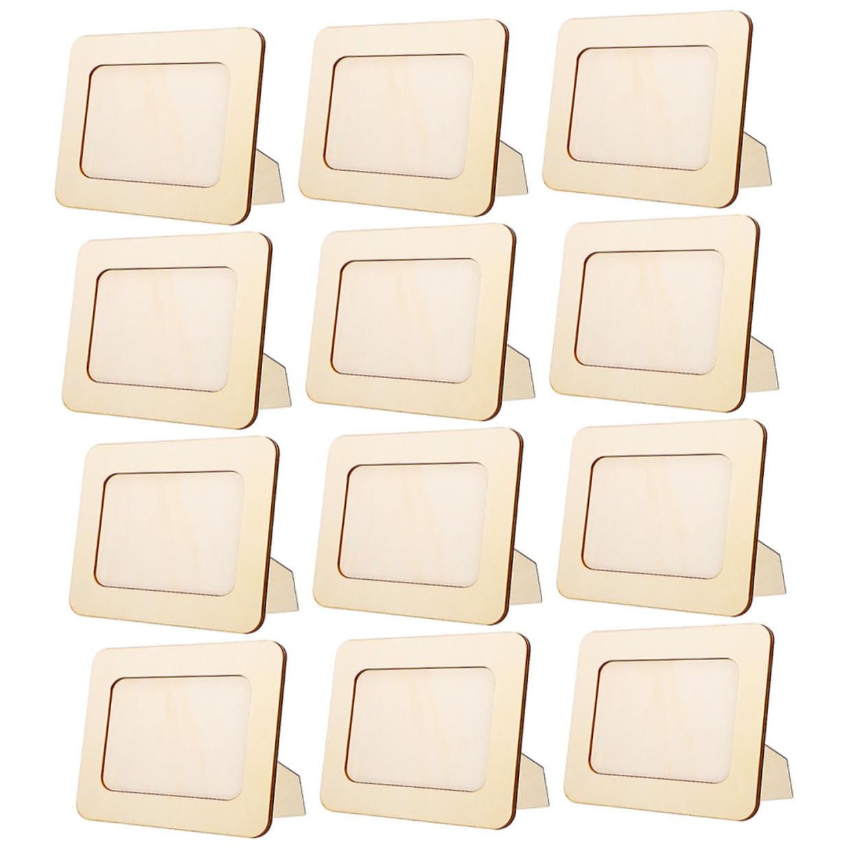 12 Pezzi Cornici Foto Legno Fai da Te Cornice Portafoto da Tavolo in Legno Naturale per Decorazione Casa e Soggiorno Protezione e Supporto Stabile