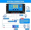 Controlador de Carga para Panel Solar 100A 12V/24V, Pantalla LCD PWM | Regulador de Panel Solar con Puerto USB Dual, Configuración de Temporizador Ajustable, Protección de Sobrecarga, Parámetro Automático 6