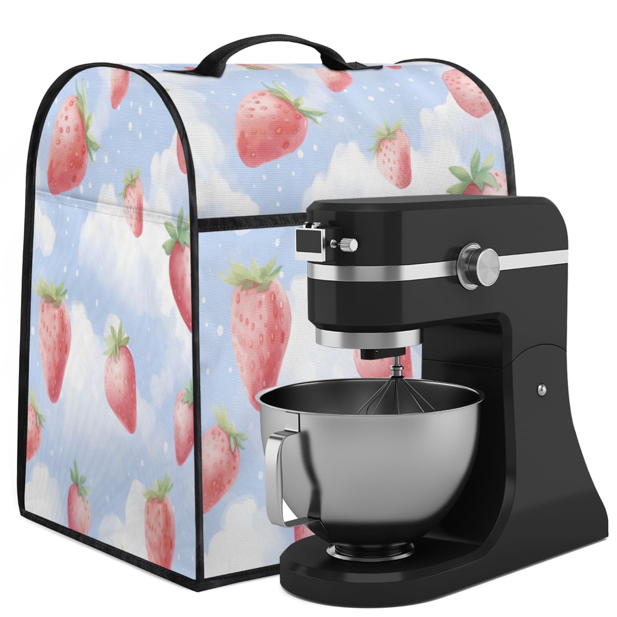 Coffee Maker Cover Cute Watercolor Strawberry Kitchen Appliance Covers Small Appliance Covers Blender Cover Juicer Cover Dust Covers for Kitchen Appliances with Top Handle and Pockets,Washable,B725
