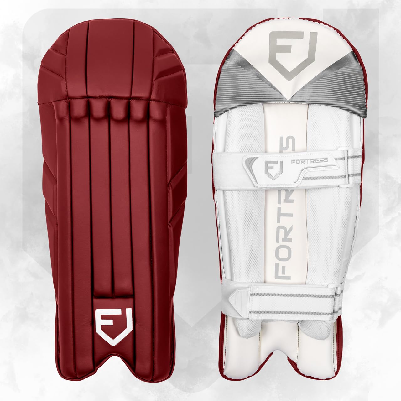 FORTRESS Original Pro Wicket Keeper Pads | Premium Cricket Gear for All Ages (Maroon, Adult)