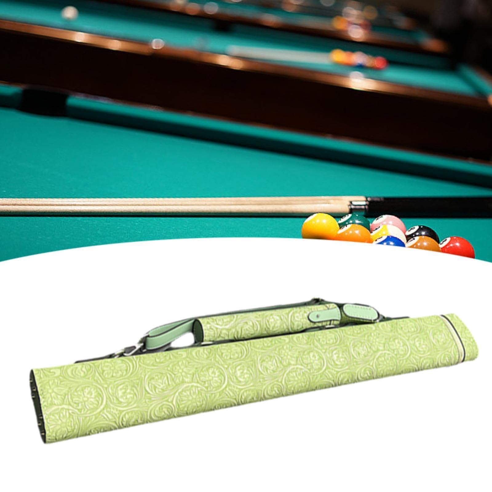 Custodia per Stecche da Biliardo, Borsa Porta Stecche con 4 Fori E Cerniera, Portatile, Resistente, AntiGraffio, per Il Trasporto E La Conservazione, Verde