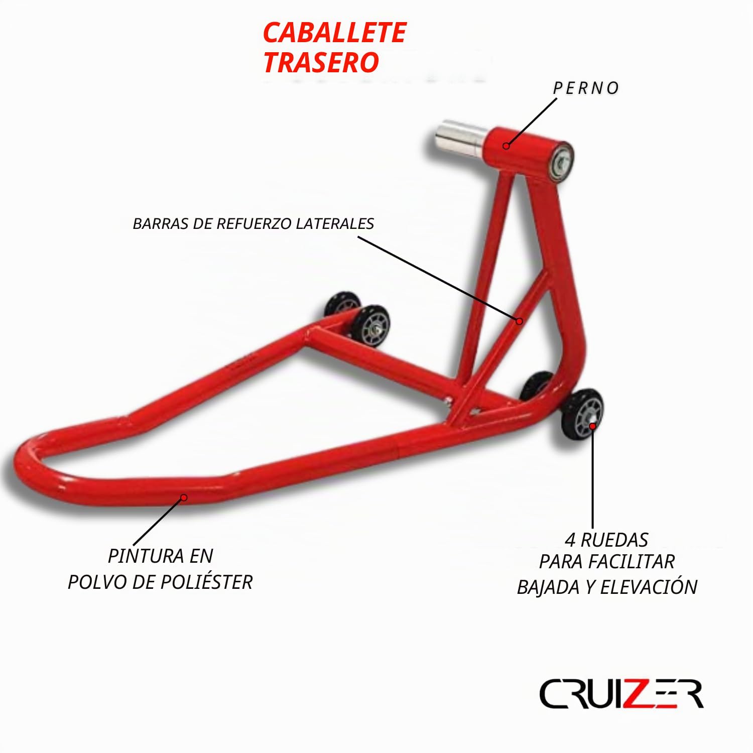 CRUIZER Caballete de Brazo Único Trasero Rojo para Moto Ducati Monster 1100 Evo S2R S4R S2RS S4RS Hypermotard 821 796 Perno de Elevación 21,7/25,5 mm