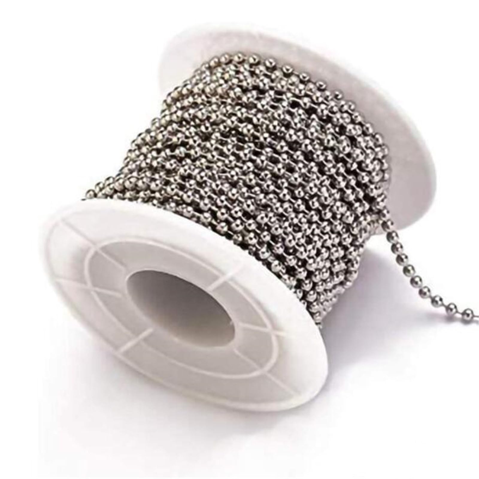 Cadena de cuentas bolas acero inoxidable, rollo 10 metros, 1,5 mm, 2,0, 3, for fabricación joyas(2.4mm ball)