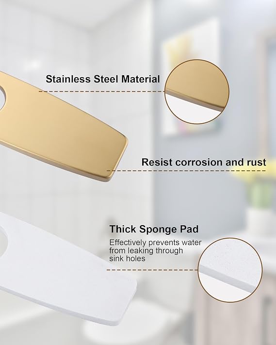 ARCORA 9.6 Inch Faucet Plate Brushed Gold and Undermount Sink Clips 10Pack