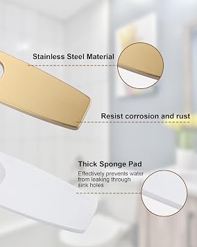ARCORA 9.6 Inch Faucet Plate Brushed Gold and Undermount Sink Clips 10Pack